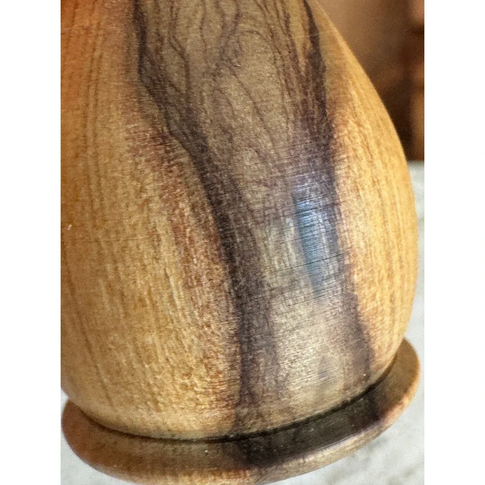 Miniature Hand Turned Wood Bud Vase Natural Rustic Artisan Decor Shadow Box